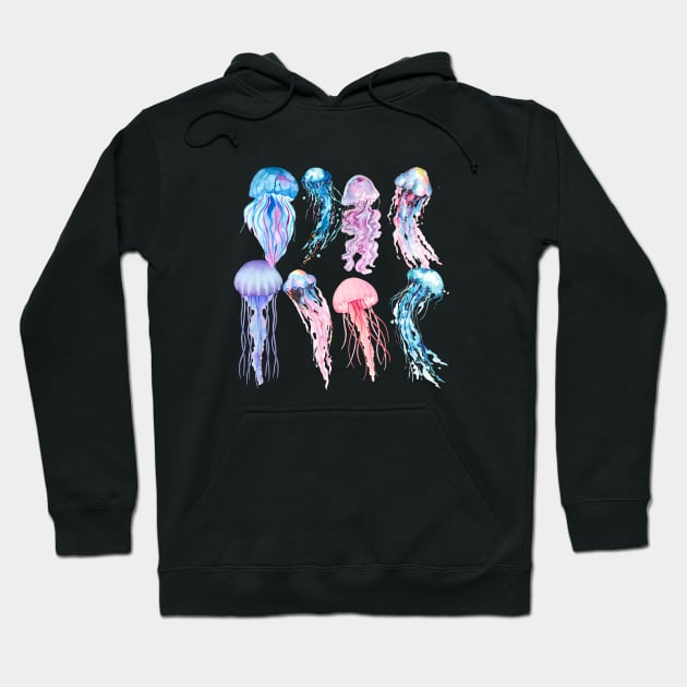 Iridescent Jellyfishes Hoodie by Dreamy Feminine